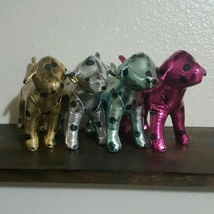 Set of metallic polka dot victorias secret pink